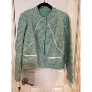 Magaschoni Womens Jacket Size 12 Aqua Stripe